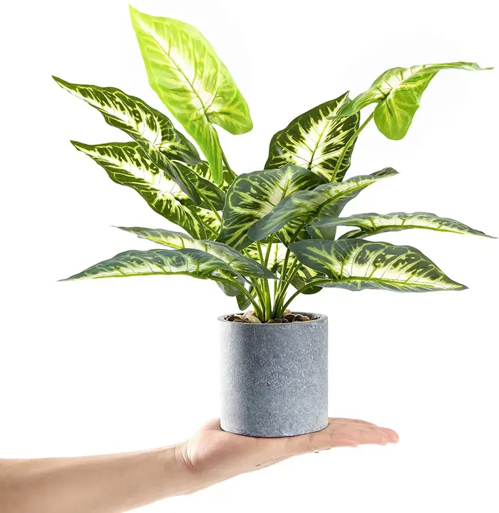 Plantes artificielles en forme de feuille verte en pot de 15 pouces