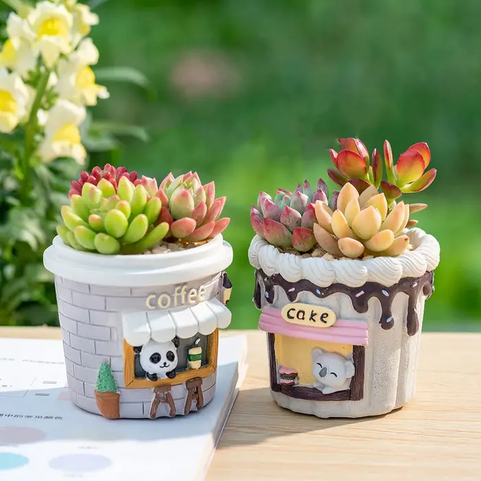 Pots à plantes succulentes en résine de style street food créatif