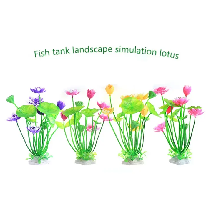 Plantes de Lotus artificielles pour Aquarium, décoration d'aquarium, aménagement paysager, ornements d'herbe d'eau, simulation de fleurs aquatiques, fournitures de plantes