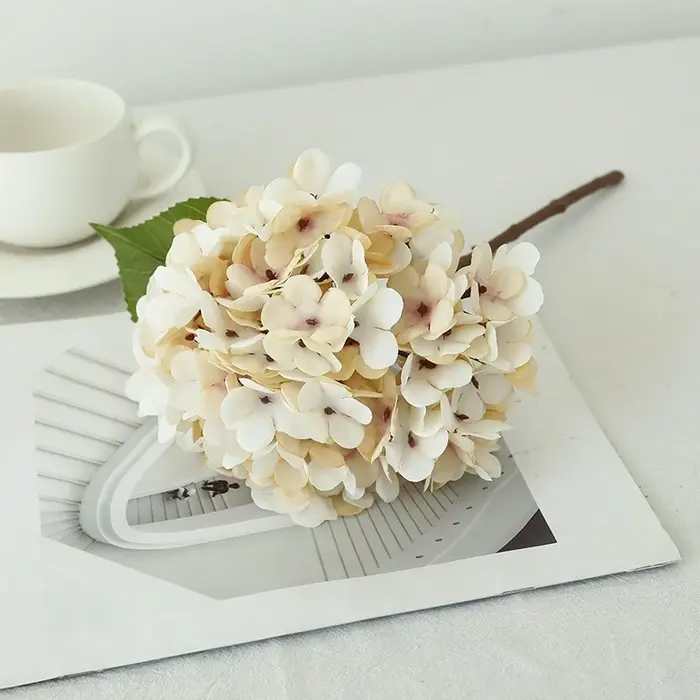 Fleurs artificielles soie peinture à l'huile hortensias européen rétro fausse fleur salon décoration