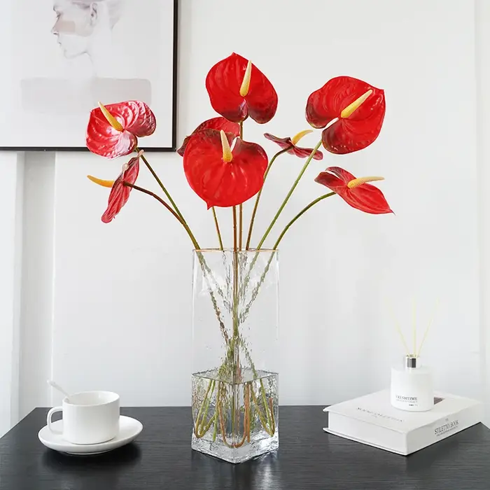Bouquets de fleurs d' Anthurium artificielles en PU