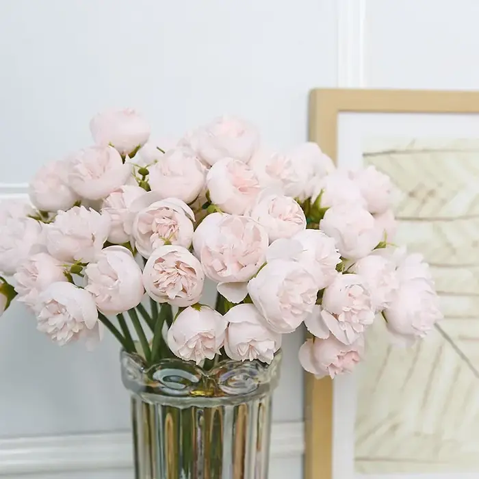 Rose Rose pivoine fleurs artificielles Bouquet de soie 27 têtes Roses fausse fleur pour Vase de Table organiser les fleurs de décoration de mariage à la maison