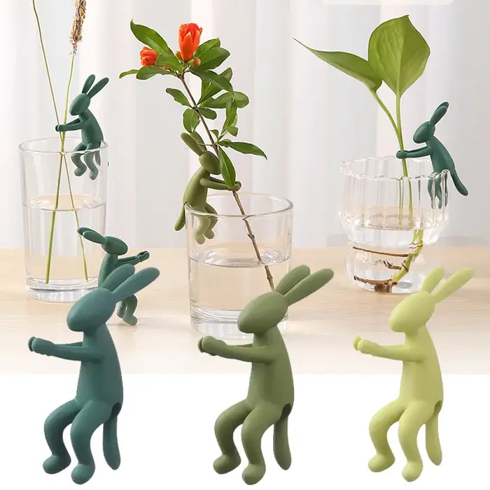 Support de tige de plante en forme de lapin
