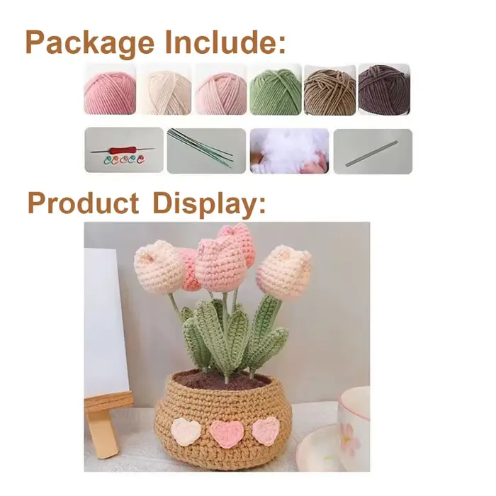 Kit de crochet Fleur de Tulipe pour débutants avec instructions