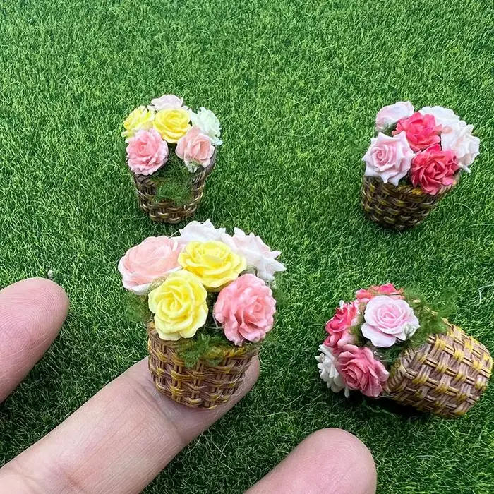 Mini fleurs en pot, simulation de pot de fleurs