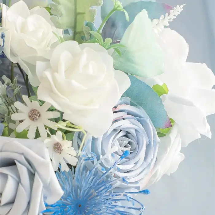 AUSOGO – Coffret de fleurs artificielles bleu poudré