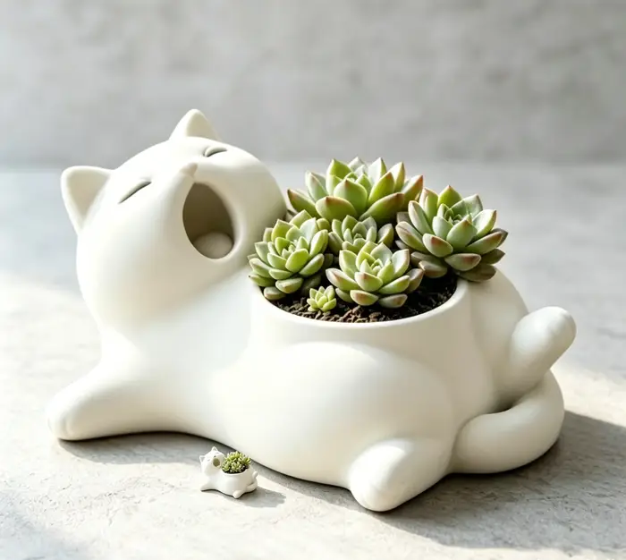 Pot de fleurs chat kawaii