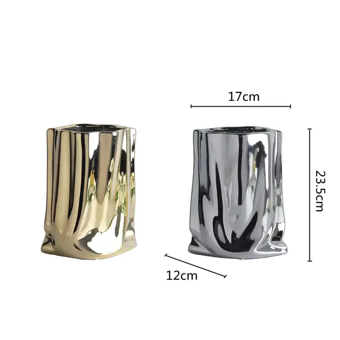 Vase à fleurs en céramique à volants en argent