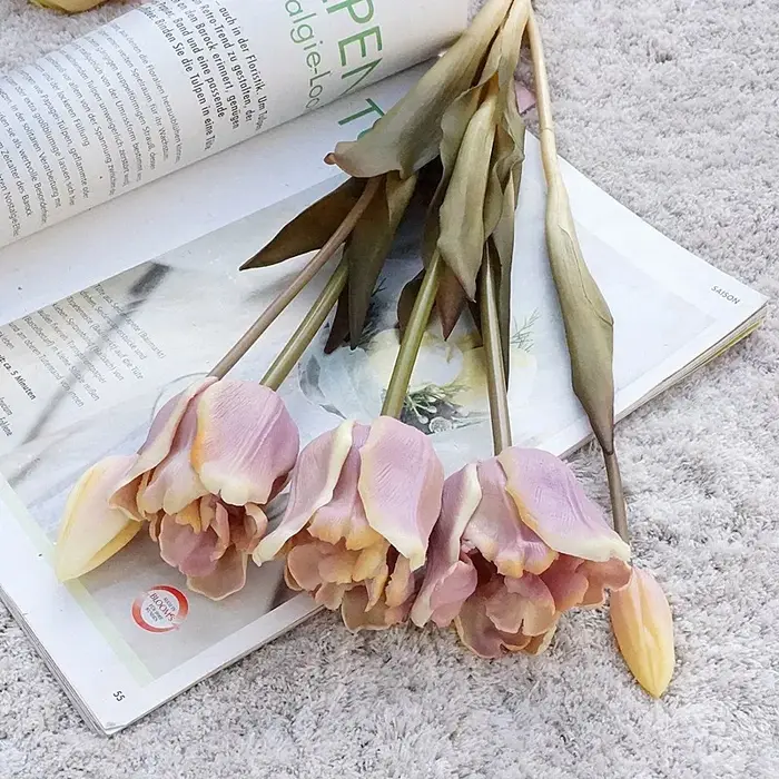 Bouquet de fleurs artificielles tulipes en Silicone