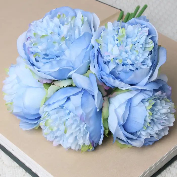 5 gros têtes 11 cm de diamètre Rose pivoine fleurs artificielles Bouquet fausse fleur pour la maison mariée décoration