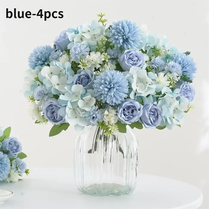 Bouquet de fleurs artificielles réalistes 1/4 pièces