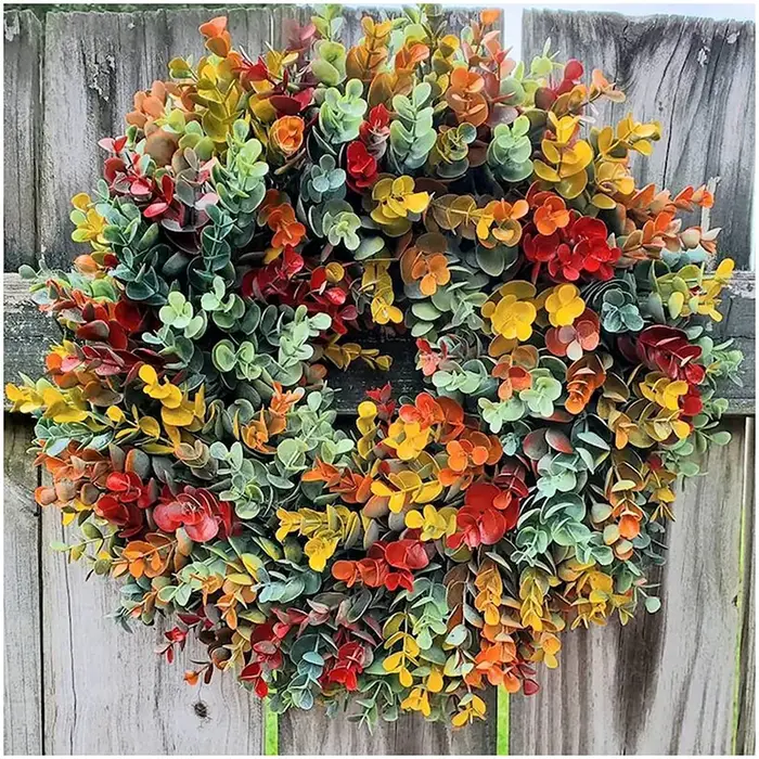 Plantes artificielles couronnes d'eucalyptus fond mur fenêtre saint valentin couronne de mariage fête bricolage cadeaux Decora maison chambre cour