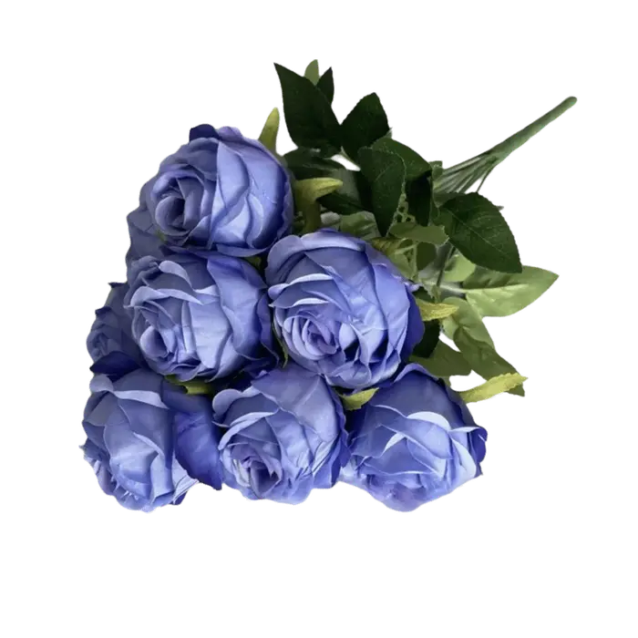 Fleur artificielle rose multicolore à 9 têtes
