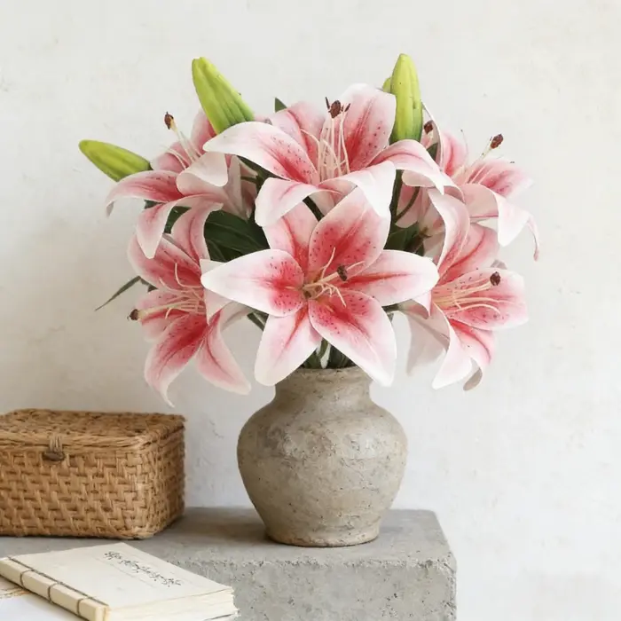 Fleur artificielle de lys de 38 cm pour bouquet de mariage