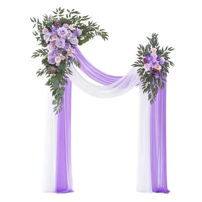 Arrangement floral suspendu 2 pièces rideaux en mousseline de soie