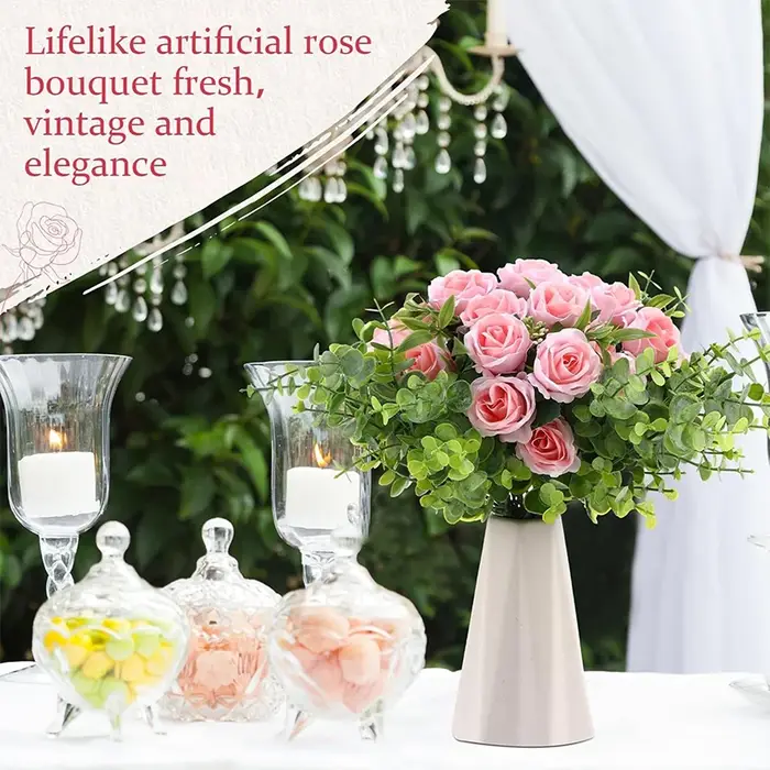 Bouquet de roses artificielles en soie