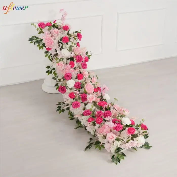 Guirlande de fleurs artificielles roses et blanches Uflower pour décoration d'arche de mariage