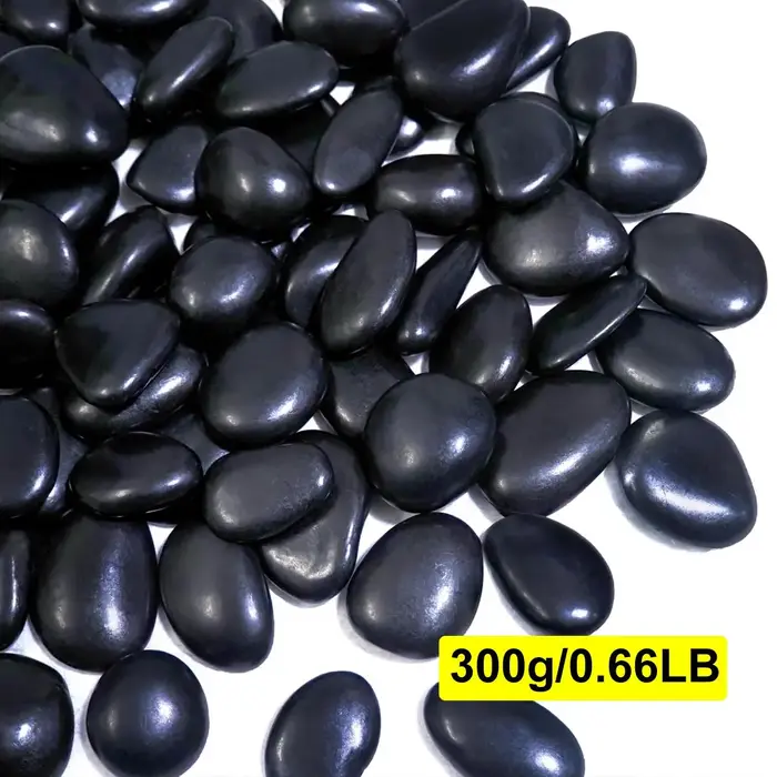 Galets naturels noirs polis de 300g, 2-3cm, pour décoration de cour, paysage, roches, galets pour va