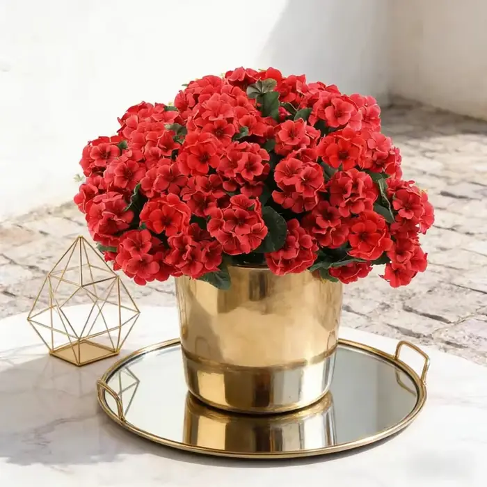 1/2 pièces de fleurs artificielles de géranium