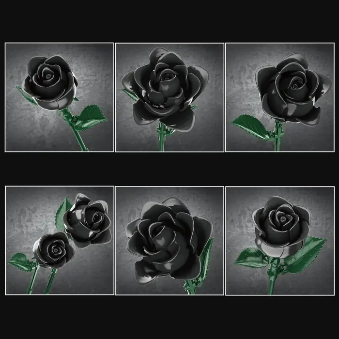 Blocs de construction de roses bleues/jaunes/roses/noires