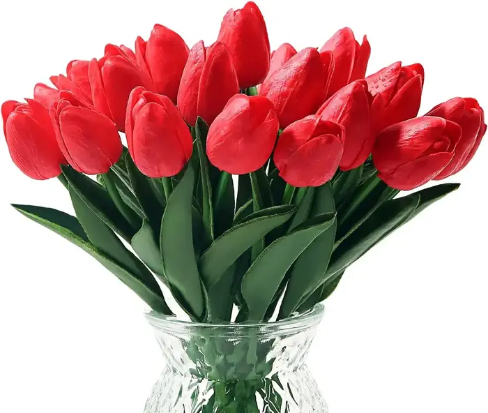 Tulipes artificielles au toucher réel, 20 pièces, Arrangement de fausses fleurs bleues pour décorati