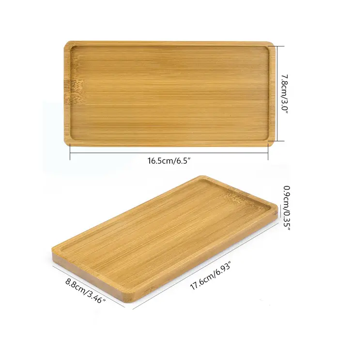 Soucoupes rectangulaires pour plantes en bambou