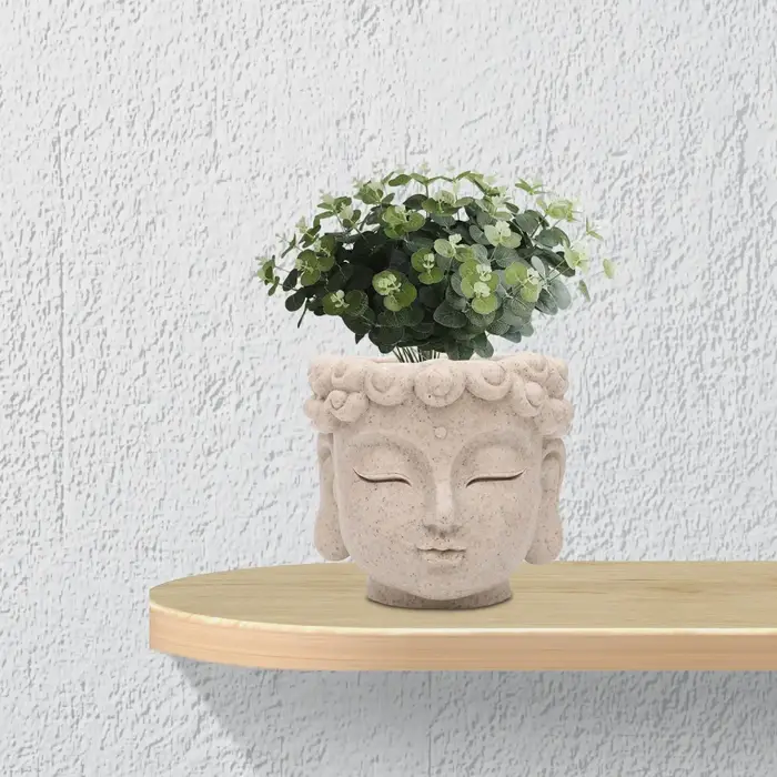 Pot de fleurs en forme de tête de Bouddha, vase décoratif, jardinières avec trou de drainage, pour p