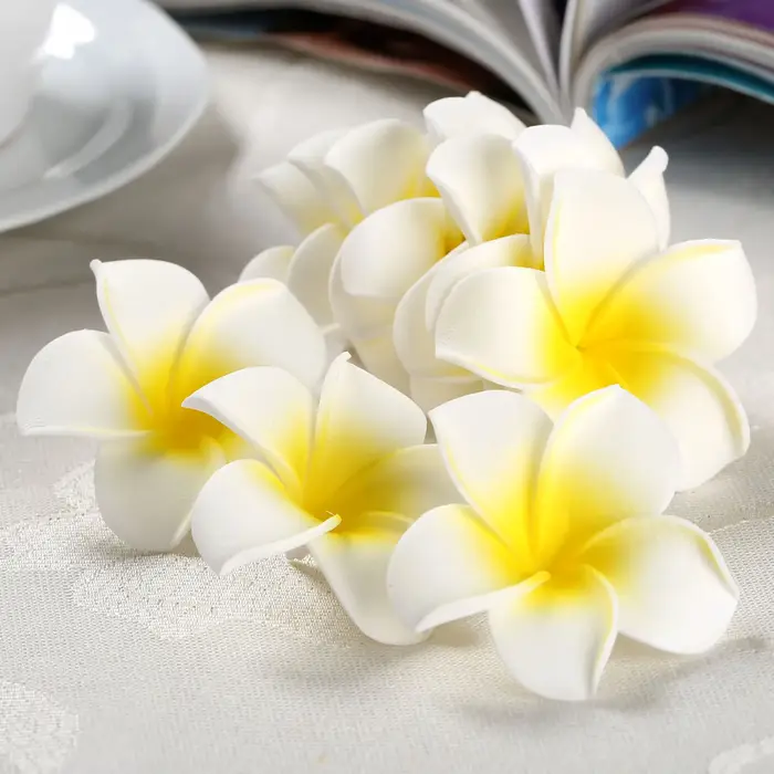 Fausses fleurs de Frangipanier en mousse, Plumeria artificielle Rubra, pour bricolage, artisanat, fê