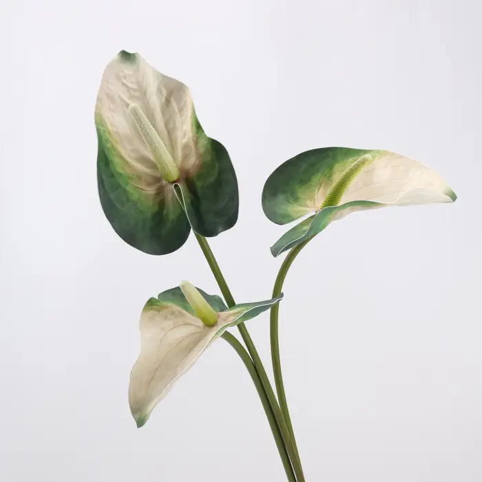 Grande fleur artificielle d'anthurium, grande feuille, faux lys flamant rose, plante tropicale en EVA, décoration de mariage, arrangement floral DIY