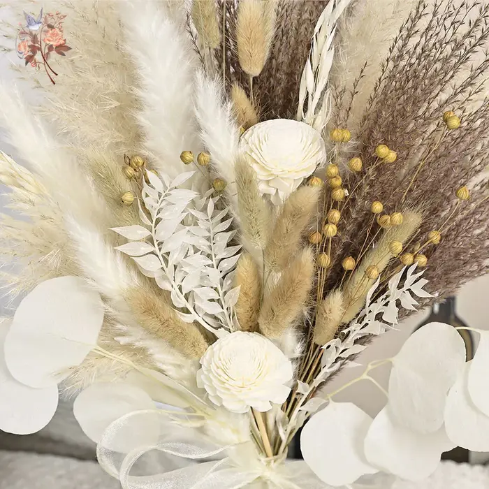 55 pièces nordique Boho maison fleurs séchées décor blanc Pampas herbe Mariage mariée