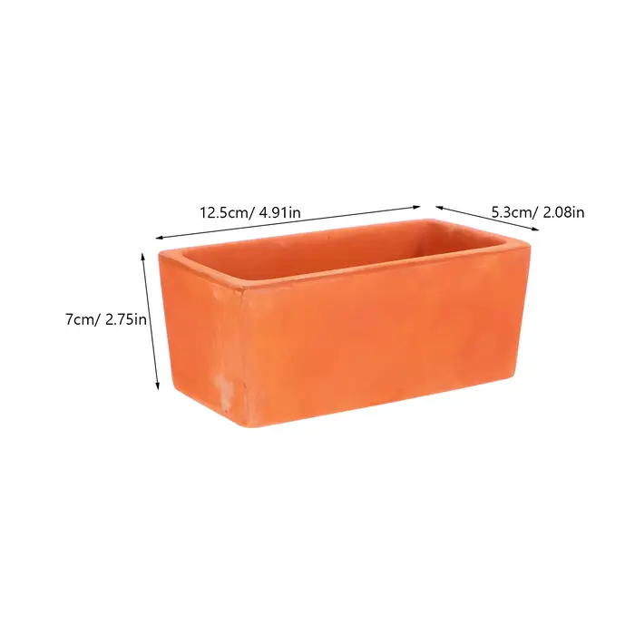Petit pot à fleurs rectangulaire en terre cuite, pot de fleurs en terre cuite rustique avec trou de drainage, récipient en poterie pour jardin d'intérieur, bol à plantes
