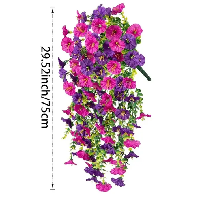 75 cm blanc Crochet fleur artificielle matin gloire tenture murale fausses plantes violettes suspend