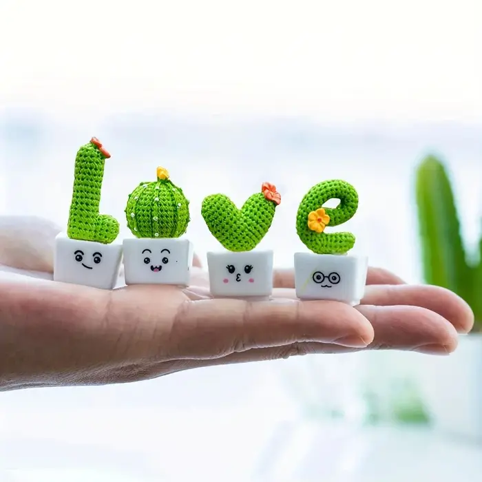 1 lot de 4, Cactus succulent en résine