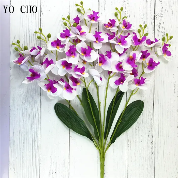 YO CHO fleurs en soie décoration de mariage à la maison mode 7 fourchettes orchidée papillon