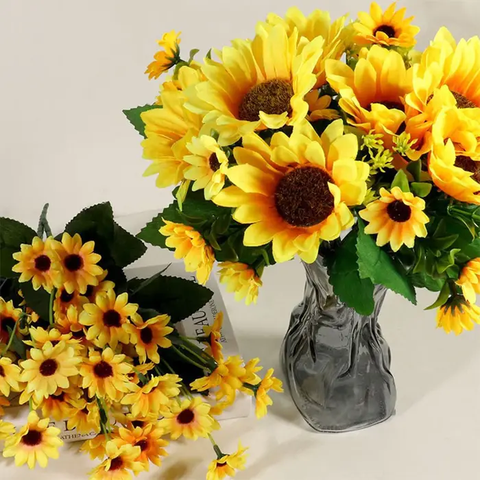 1 Bouquet de fleurs artificielles tournesol pour extérieur