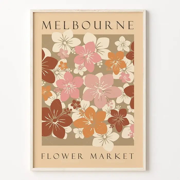 Exposition du marché des fleurs de Singapour imprimable, affiche imprimable boho du marché des fleur