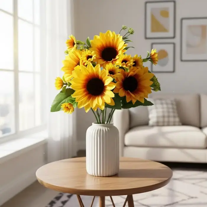 Bouquet de tournesols artificiels au toucher réel