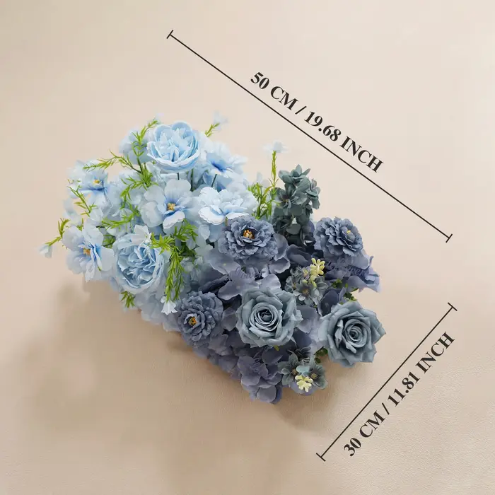 Rangée de roses artificielles bleues de luxe Uflower pour arrangement floral de mariage, toile de fo