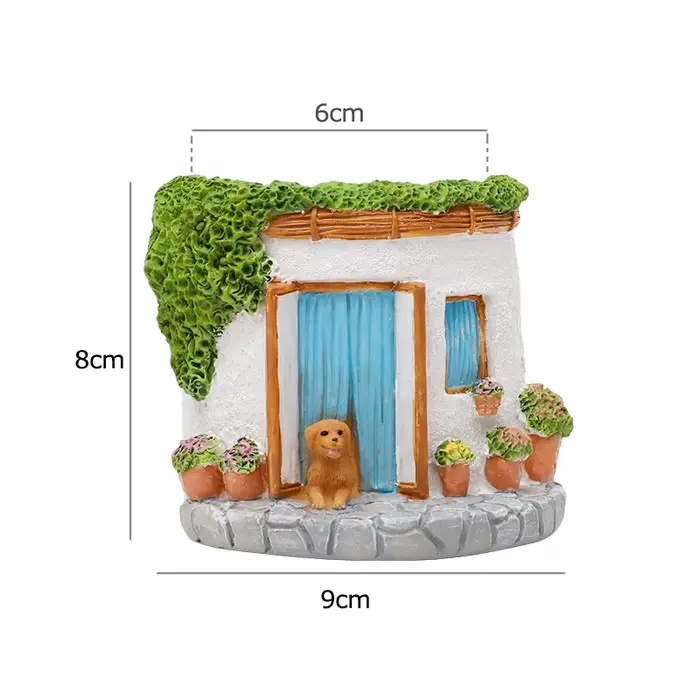 Jardinière succulente en résine – Conception de chalet et de chiot, mini pot de fleur/porte-crayons,