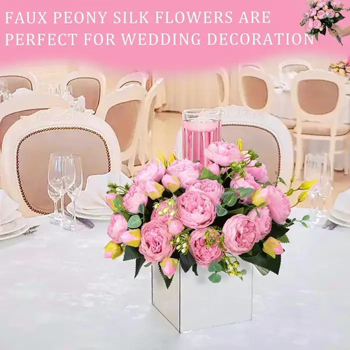 Fleurs artificielles Soie Pivoine Bouquet Festival Décorations Vase Maison Chambre Jardin Salon Mariage Mariée Arch Faux Plantes Prop