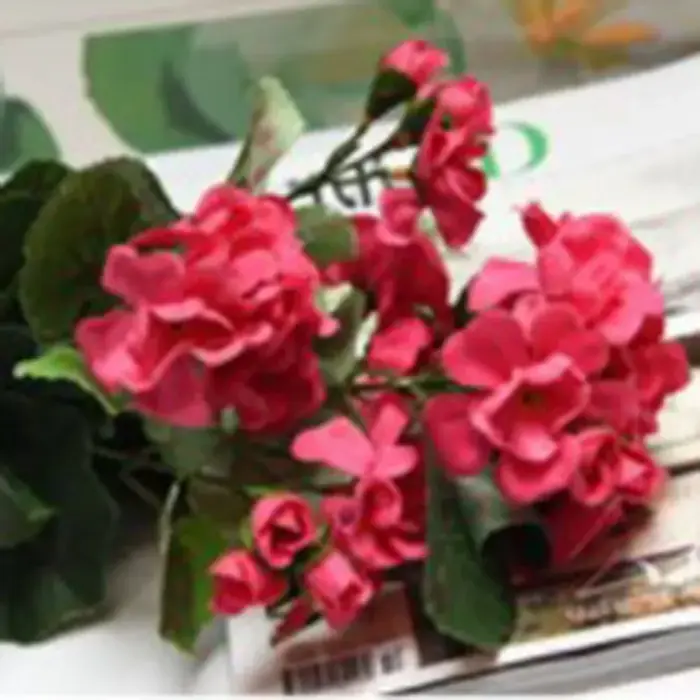 Automne extérieur artificiel géranium rouge azalée fleurs buissons haute qualité résistant aux UV fausses