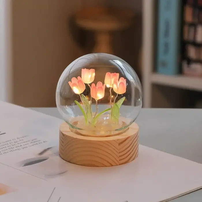 Tulipe veilleuse mignon lampe florale chambre décor saint valentin cadeau Lampara tulipanes petite amie bricolage matériel