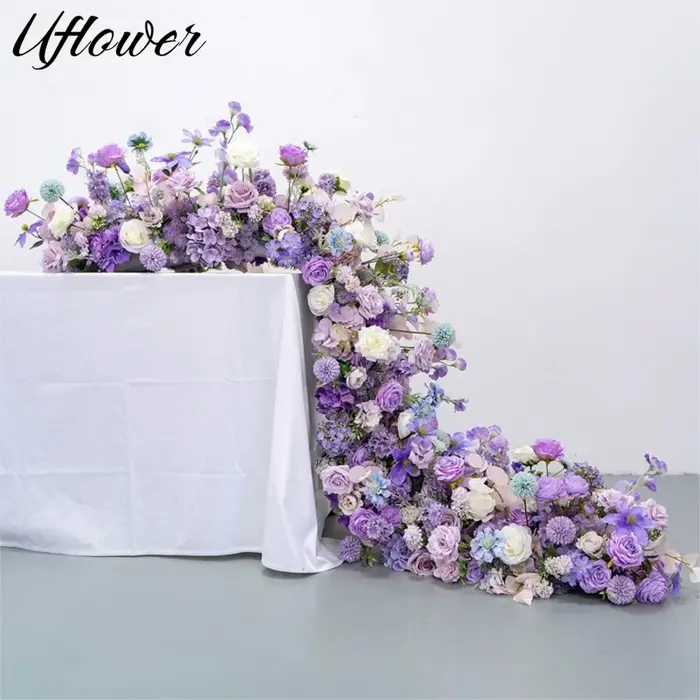 Uflower 200 cm luxe Rose fleur artificielle rangée Table pièce maîtresse mariage toile de fond fleurs mur Arches décor fête scène florale