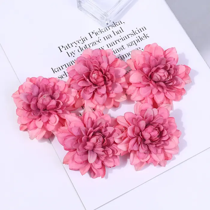Têtes de fleurs de dahlia artificielles, 2/5 pièces, pour décoration de la maison, fausses fleurs, c