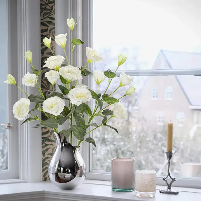 Bouquet de fleurs Eustoma artificielles en soie