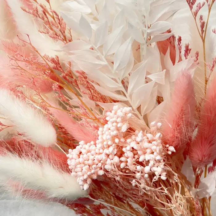 Bouquet de fleurs séchées roses éternelles, queues de lapin naturelles, herbe, cadeaux de vacances pour la saint-valentin, décoration de chambre à coucher, Souvenirs de mariage