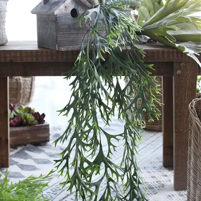 Plantes artificielles de 80 cm, fougères de cerf en plastique, feuilles réalistes, plantes artificielles suspendues au mur