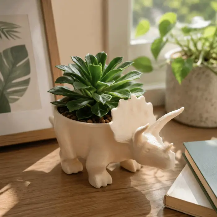 Pot de fleurs dinosaure imprimé en 3D multifonctionnel