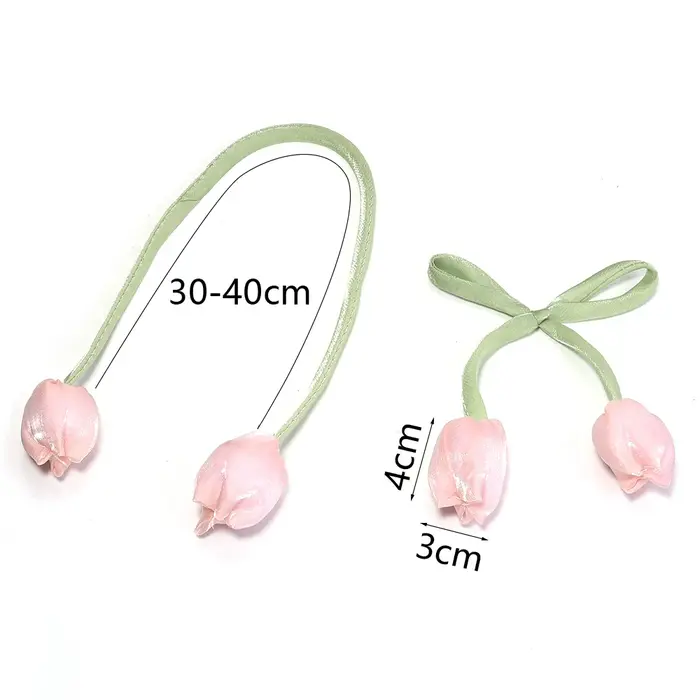 Lot de 5 fleurs décoratives 3D en forme de tulipe avec nœud