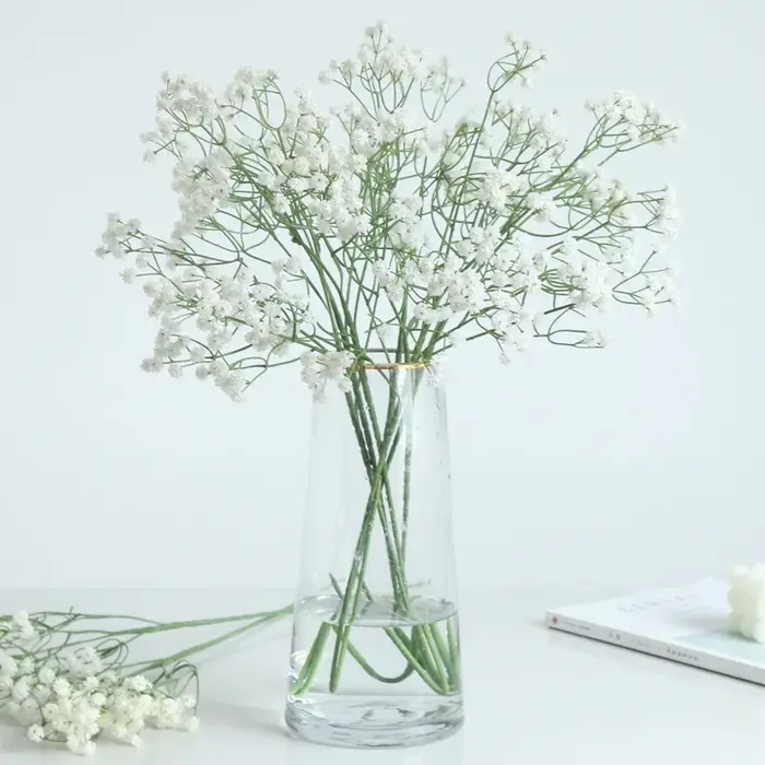 Fleurs artificielles gypsophile bon marché en plastique blanc rose bleu